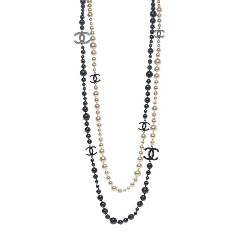 chanel cc necklace black jimin|Chanel double strand perl necklace.